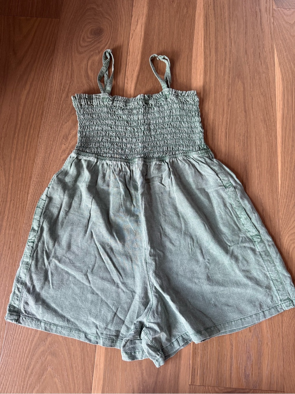 Olive Green Smocked Romper